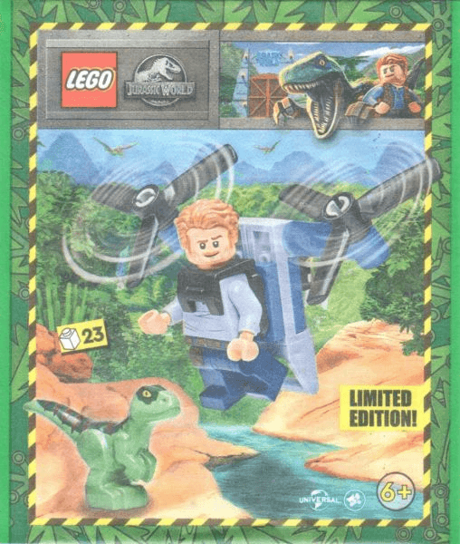 LEGO Owen with Jet Pack and Raptor paper bag (122328-1) set, 2023