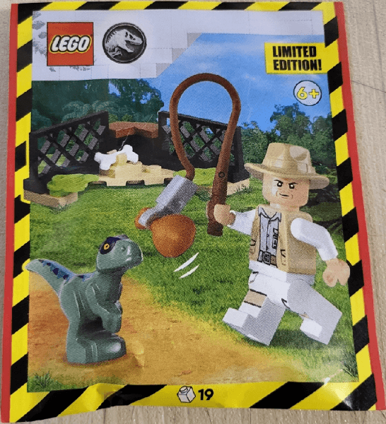 LEGO Robert Muldoon with Raptor and Enclosure paper bag (122409-1) set, 2025