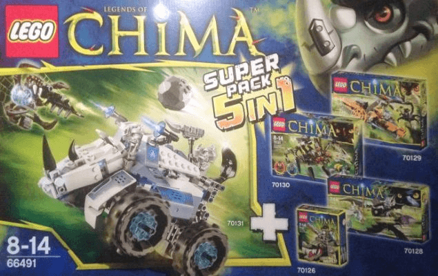 LEGO LEGENDS OF CHIMA Bundle Pack, Super Pack 5 in 1 (Sets 70126, 70128, 70129, 70130, and 70131) (66491-1) set, 2014