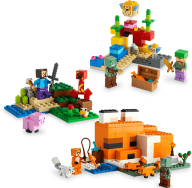 Minecraft Bundle Pack, 3 in 1 Play Pack (Sets 21164, 21177, and 21178) - Overworld Adventures Pack