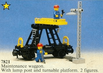 LEGO Overhead Gantry and Lighting Maintenance Wagon (Service Waggon) (7821-1) set, 1983