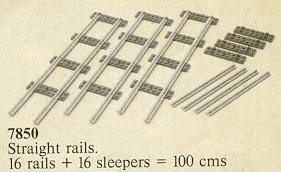 LEGO 8 Straight Rails Gray 4.5v (7850-1) set, 1980