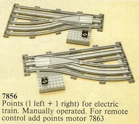 LEGO Left and Right Manual Points with Electric Rails (7856-1) set, 1980