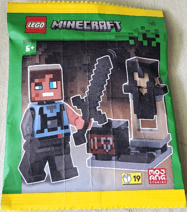 Blacksmith with Netherite Armor and Smithing Table paper bag