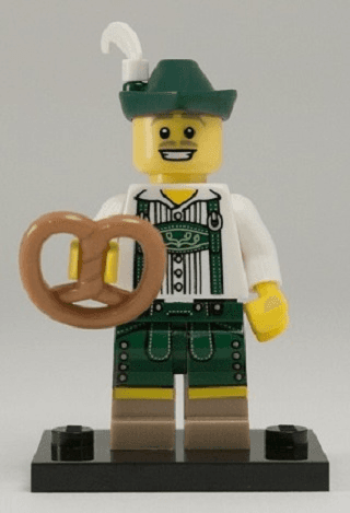 LEGO Lederhosen Guy, Series 8 (Complete Set with Stand and Accessories) (col08-3) set, 2012