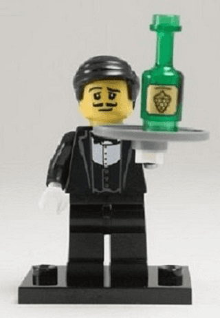LEGO Waiter, Series 9 (Complete Set with Stand and Accessories) (col09-1) set, 2013