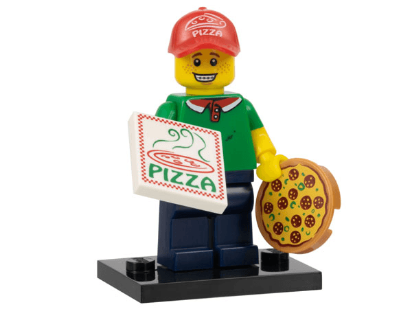 LEGO Pizza Delivery Guy, Series 12 (Complete Set with Stand and Accessories) (col12-11) set, 2014