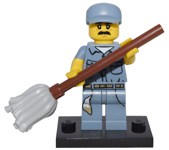 LEGO Janitor, Series 15 (Complete Set with Stand and Accessories) (col15-9) set, 2016