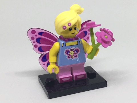 LEGO Butterfly Girl, Series 17 (Complete Set with Stand and Accessories) (col17-7) set, 2017