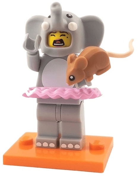 LEGO Elephant Costume Girl, Series 18 (Complete Set with Stand and Accessories) (col18-1) set, 2018