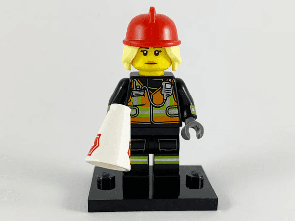 LEGO Fire Fighter, Series 19 (Complete Set with Stand and Accessories) (col19-8) set, 2019
