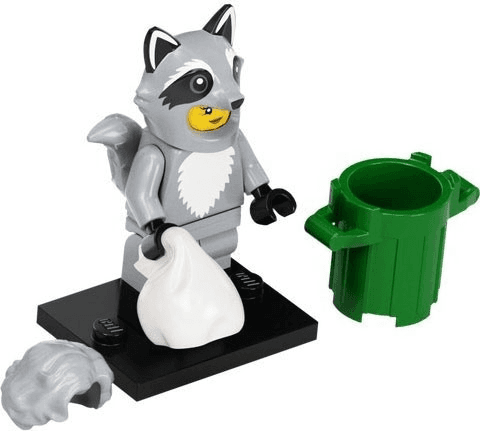 LEGO Raccoon Costume Fan, Series 22 (Complete Set with Stand and Accessories) (col22-10) set, 2022