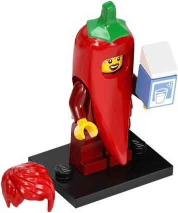 LEGO Chili Costume Fan, Series 22 (Complete Set with Stand and Accessories) (col22-2) set, 2022