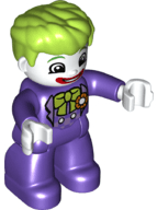 Duplo Figure Lego Ville, The Joker, Dark Purple Legs and Top, White Hands, White Head, Red Lips, Lime Hair (6210515)