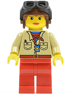 Pippin Reed / Miss Gail Storm - Tan Shirt, Red Legs, Brown Aviator Cap, Black Goggles