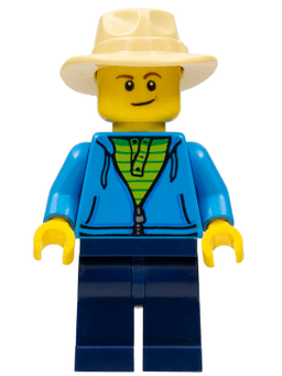 Fisherman, Dark Azure Jacket, Dark Blue Legs, Tan Fedora Hat