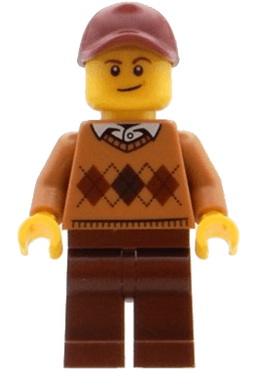 Visitor - Male, Medium Nougat Argyle Sweater, Reddish Brown Legs