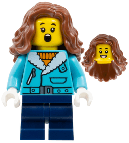 The Art of Chocolate Customer - Girl, Medium Azure Jacket, Dark Blue Medium Legs, Reddish Brown Wavy Hair