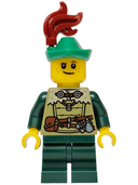 Mushroom Village - Male, Olive Green Tunic, Dark Green Medium Legs, Green Hat, Dark Red Plume