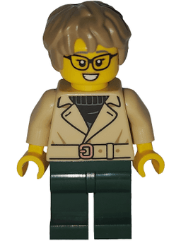 Art Factory Critic - Female, Tan Jacket Over Black Sweater, Dark Green Legs, Dark Tan Thick And Messy Hair