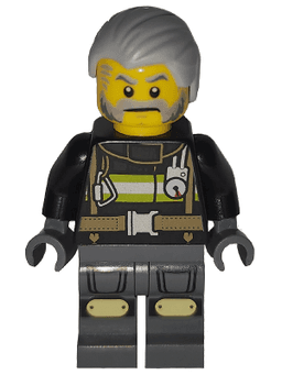 Art Factory Maintenance Worker - Male, Black Jacket with Reflective Stripes, Dark Bluish Gray Legs with Knee Pads, Light Bluish Gray Combed Hair