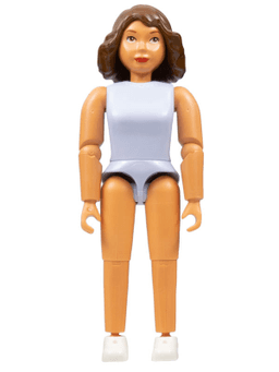 Belville Female, Adult Woman - Light Violet Top with Lace Pattern, Brown Hair, White Shoes (75540)