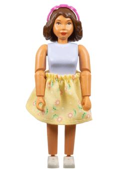 Belville Female, Adult Woman - Light Violet Top with Lace Pattern, Brown Hair, White Shoes, Skirt, Hairband