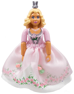 Belville Female, Adult Woman (Princess Rosaline) - White Shorts, Pink Top with Flower and Lace Pattern, Very Light Orange Hair, Pink Shoes, Skirt, Crown