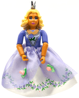 Belville Female, Adult Woman (Princess Rosaline) - White Shorts, Medium Violet Top with Flower and Lace Pattern, Very Light Orange Hair, Medium Violet Shoes, Skirt, Crown