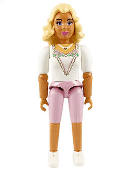 Belville Female, Adult Woman (Princess / Bride) - Pink Shorts, White Top with Flowers and Gold Lace Trim Pattern, Very Light Orange Hair, White Shoes (4129895)
