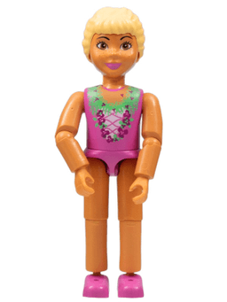 Belville Female, Child Girl (Princess Vanilla) - Dark Pink Top with Flowers Pattern, Very Light Orange Hair, Dark Pink Shoes (4185597)