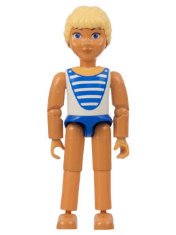 Belville Female - Laura - White/Blue Swimsuit with Blue Stripes, Long Light Yellow Hair