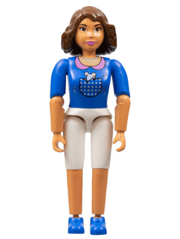 Belville Female, Adult Woman (Iris / Victoria) - White Shorts, Blue Top with Mouse in Pocket Pattern, Brown Hair, Blue Shoes (4140030)