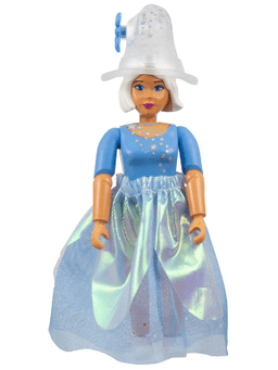Belville Female, Adult Woman (Stella) - Medium Blue Top with Stars Pattern, White Hair, White Shoes, Skirt, Hat with Flower