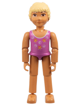 Belville Female, Child Girl - Dark Pink Swimsuit with Starfish / Sea Stars and Seashells Pattern, Very Light Orange Hair (4111838)