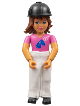 Belville Female - Girl, Brown Hair, Pink Shirt, White Pants, Black Riding Helmet