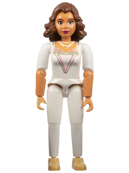 Belville Female, Adult Woman (Princess / Bride) - White Pants, White Top with Flowers and Gold Lace Trim Pattern, Reddish Brown Hair, Pearl Light Gold Shoes (4241468)