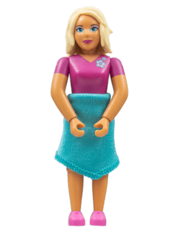 Belville Female - Magenta Top with Flowers on Shoulder Pattern, Dark Pink Shoes, Tan Hair, Skirt