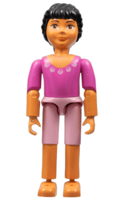 Belville Female, Child Girl - Pink Shorts, Dark Pink Top with Seashells Pattern, Black Hair (4114474)
