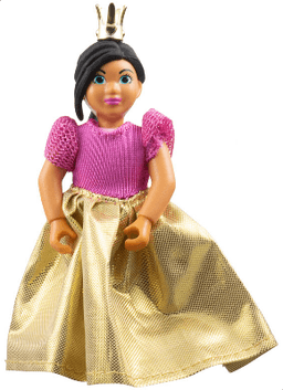 Belville Female, Child Girl (Princess) - Bright Pink Top, Black Hair, Magenta Shoes, Dress, Crown