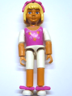 Belville Female, Child Girl - White Shorts, Dark Pink Top with Starfish / Sea Stars and Seashells Pattern, Very Light Orange Hair, White Shoes, Hairband, Bows