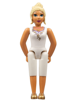 Belville Female, Adult Woman - White Shorts, White Top with Gold Filigree Pattern, Light Yellow Hair, Gold Shoes (4519435)