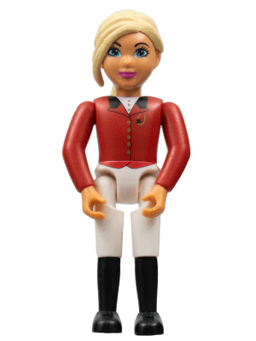 Belville Female, Child Girl (Horse Rider) - White Shorts, Red Top with Buttons Pattern, Light Yellow Hair, Black Shoes (4519436)