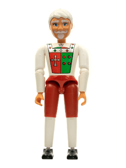 Belville Male, Adult Man (King) - Red Shorts, White Top with Royal Insignia Pattern, White Hair, Black Shoes (4140029)