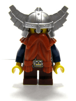 Fantasy Era - Dwarf, Dark Orange Beard, Metallic Silver Helmet with Wings, Dark Blue Arms