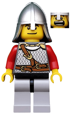 Kingdoms - Lion Knight Scale Mail with Chest Strap and Belt, Helmet with Neck Protector, Open Mouth (Dual Sided Head)