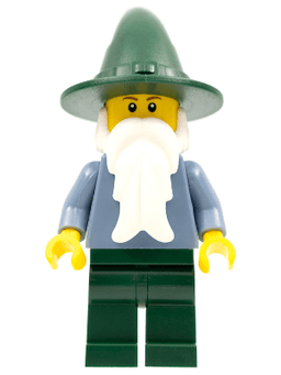 Wizard - Sand Blue with Dark Green Legs and Hat, Reddish Brown Eyebrows
