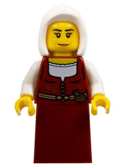 Innkeeper - Female, Dark Red Dress, White Hood