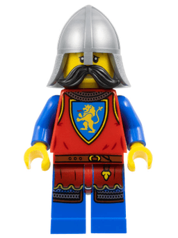 Lion Knight - Male, Flat Silver Neck-Protector, Black Moustache (Tower Guard)