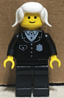 Police - Suit with 4 Buttons, Black Legs, White Pigtails Hair